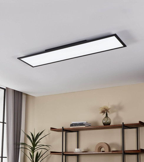 Eglo LED Deckenleuchte Salobrena-Z Smart dimmbar 33,5W CCT warm-/tageslichtweiss 2700-6500K Zigbee Schwarz Aluminium 120x30cm 900053
