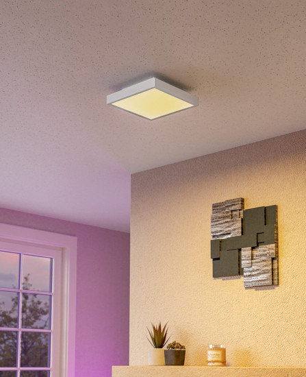 Eglo LED Deckenleuchte Turcona-Z Smart dimmbar 16W RGB CCT warm-/tageslichtweiss 2700-6500K Zigbee Weiss Stahl Aluminium 30x30cm 900057