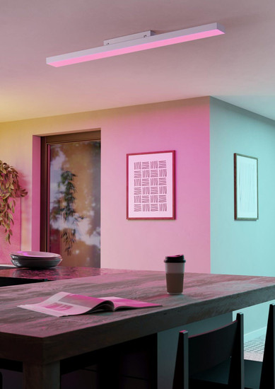 Eglo LED Deckenleuchte Turcona-Z Smart dimmbar 34,2W RGB CCT warm-/tageslichtweiss 2700-6500K Zigbee Weiss Stahl Aluminium 120x10cm 900062
