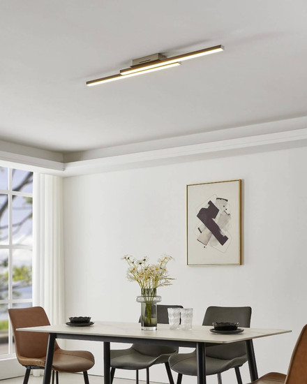 Eglo LED Deckenleuchte Fraioli-Z Smart 2-flammig dimmbar 2x 17W RGB CCT warm-/tageslichtweiss 2700-6500K Zigbee Nickel-matt Aluminium 105,5x12cm 900076