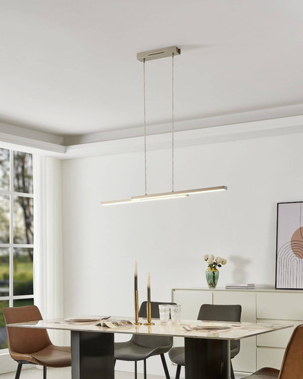 Eglo LED Pendelleuchte Fraioli-Z Smart 2-flammig dimmbar 2x 17W RGB CCT warm-/tageslichtweiss 2700-6500K Zigbee Nickel-matt Aluminium 105,5x10cm 900077