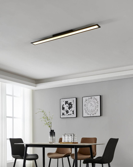Eglo LED Deckenleuchte Salobrena-Z Smart dimmbar 33,5W CCT warm-/tageslichtweiss 2700-6500K Zigbee Schwarz Aluminium Stahl 120x10cm 900095