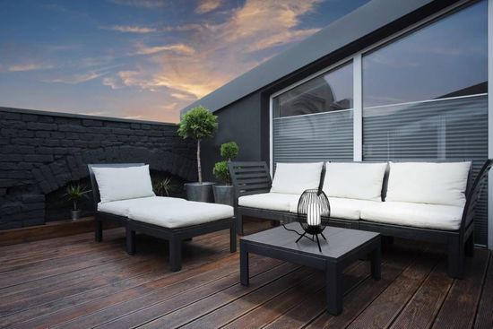 Eglo 900123 FUSIGNANO E27 Außen-Tischleuchte Ø265mm Schwarz Weiss IP44