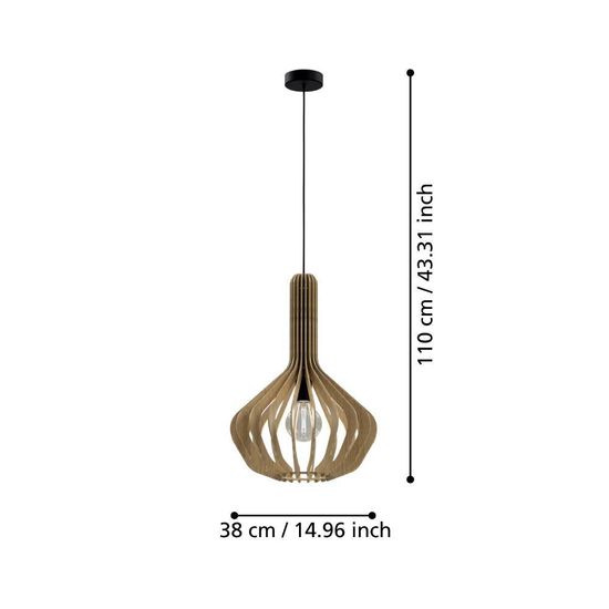 Eglo 900152 VELASCO E27 Hängeleuchte Ø380mm Schwarz Ahorn