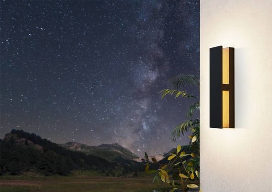 Eglo 900291 COSTORIO LED Außen-Wand-/Deckenleuchte 11,7W 370x80mm Schwarz Braun Warmweiss IP44