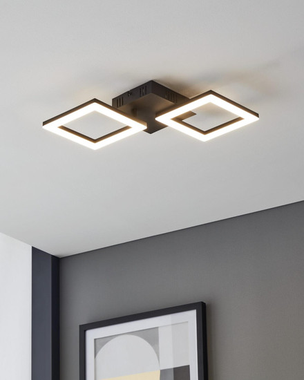 Eglo LED Deckenleuchte Paranday-Z Smart dimmbar 11,2W CCT warm-/tageslichtweiss 2700-6500K Zigbee Schwarz Stahl 47x22,5cm 900315