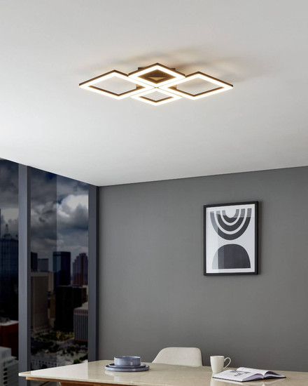 Eglo LED Deckenleuchte Paranday-Z Smart dimmbar 32W CCT warm-/tageslichtweiss 2700-6500K Zigbee Schwarz Stahl 47x43cm 900318