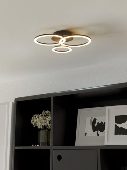 Eglo LED Deckenleuchte Parrapos-Z Smart dimmbar 28,8W CCT warm-/tageslichtweiss 2700-6500K Zigbee Schwarz Stahl 54,5x44,5cm 900321