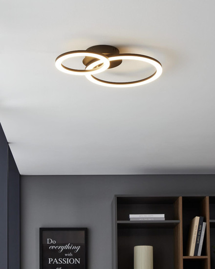 Eglo LED Deckenleuchte Parrapos-Z Smart dimmbar 19,5W CCT warm-/tageslichtweiss 2700-6500K Zigbee Schwarz Stahl 44,5x30cm 900322