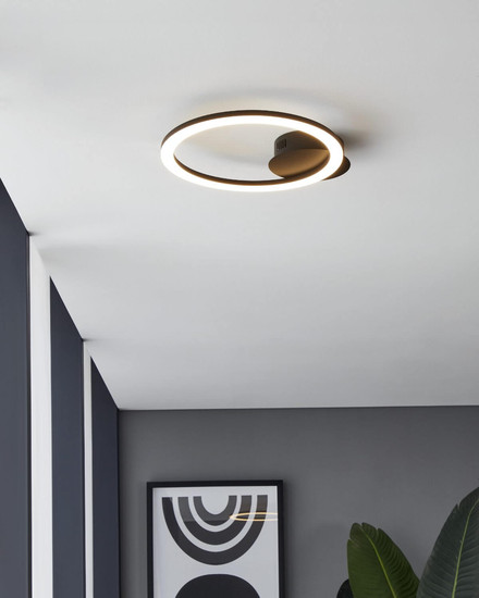 Eglo LED Deckenleuchte Parrapos-Z Smart dimmbar 12W CCT warm-/tageslichtweiss 2700-6500K Zigbee Schwarz Stahl 34x30cm 900323