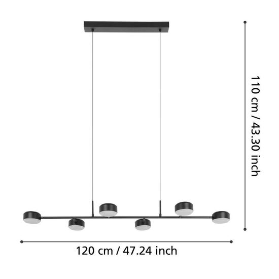 Eglo 900352 CLAVELLINA LED 6-fach Hängeleuchte 6x7W 1200x400mm Schwarz Weiss warmweiss dimmbar