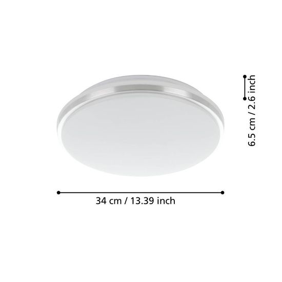 Eglo 900365 PINETTO LED Außen-Deckenleuchte 15,6W Ø340mm Weiss Chrom neutralweiss IP44