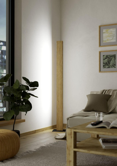 Eglo LED Stehleuchte Anchorena-Z Smart dimmbar 35W RGB CCT warm-/tageslichtweiss 2700-6500K Zigbee Braun Schwarz Holz Stahl 150cm 900392