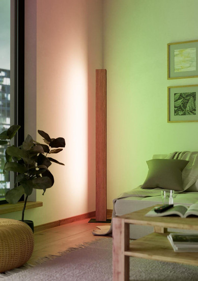 Eglo LED Stehleuchte Anchorena-Z Smart dimmbar 35W RGB CCT warm-/tageslichtweiss 2700-6500K Zigbee Braun Schwarz Holz Stahl 150cm 900392