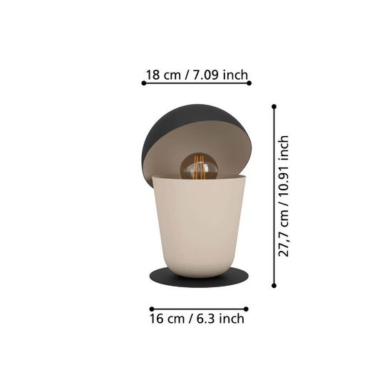 Eglo 900396 BATABANO E27 Tischleuchte Ø180mm Sandfarben Schwarz
