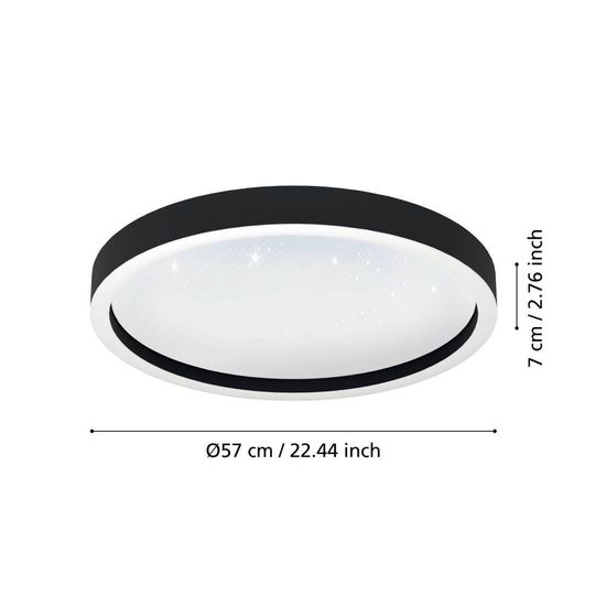 Eglo 900412 MONTEMORELOS-Z LED Deckenleuchte 34,5W Ø570mm Schwarz Weiss steuerbare Lichtfarbe dimmbar