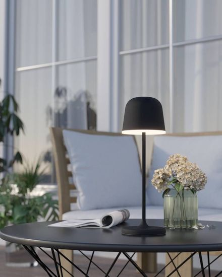 Eglo 900457 MANNERA LED Außen-Tischleuchte 2,2W Touchdimmer Ø110mm Schwarz Weiss USB Warmweiss IP54 Dimmbar