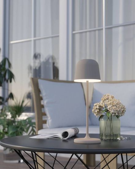 Eglo 900461 MANNERA LED Außen-Tischleuchte 2,2W Touchdimmer Ø110mm Sandfarben Weiss USB Warmweiss IP54 Dimmbar