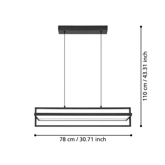 Eglo 900466 SIBERIA LED Hängeleuchte 34W 780x160mm Schwarz Weiss steuerbare Lichtfarbe dimmbar