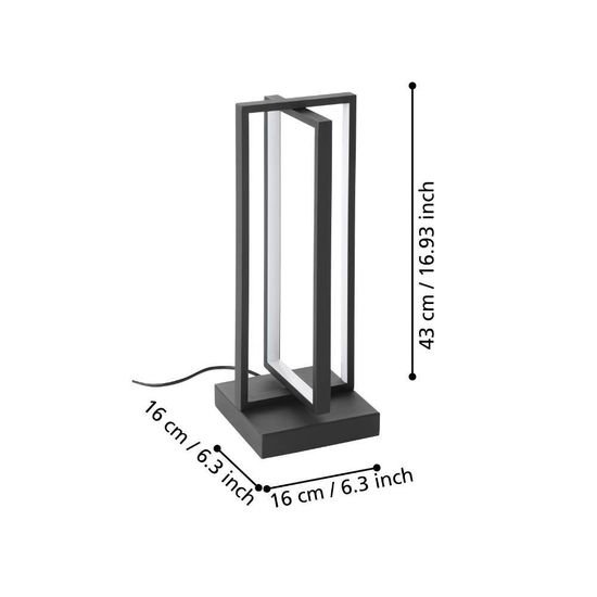 Eglo 900468 SIBERIA LED Tischleuchte 15,5W 160x160mm Schwarz Weiss steuerbare Lichtfarbe dimmbar