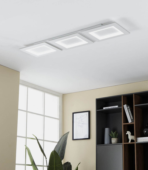 Eglo LED Deckenleuchte Padrogiano-Z Smart 6-flammig dimmbar 6x 9,7W RGB CCT warm-/tageslichtweiss 2700-6500K Zigbee Weiss Stahl 120x30cm 900482