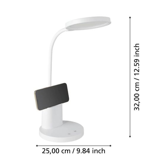 Eglo 900529 BROLINI LED Tischleuchte 2,1W Ø150mm Weiss USB steuerbare Lichtfarbe dimmbar