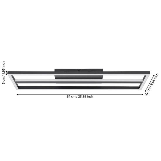 Eglo LED Deckenleuchte Calagrano-Z Smart dimmbar 21W RGB CCT warm-/tageslichtweiss 2700-6500K Zigbee Schwarz Aluminium Stahl 66x22cm 900567