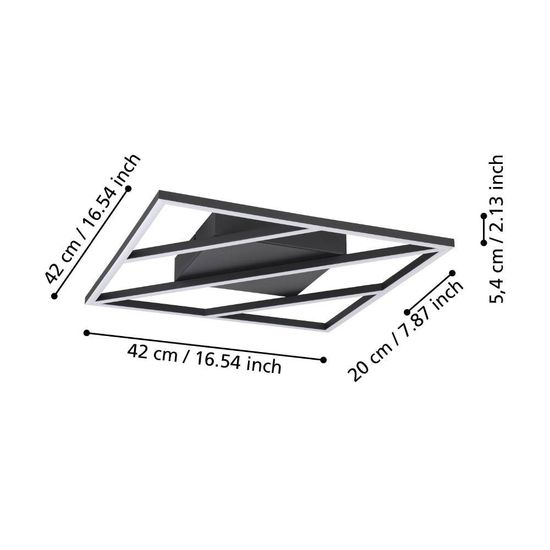 Eglo 900596 ULISANO LED Deckenleuchte 21W 420x420mm Schwarz Weiss Fernbedienung steuerbare Lichtfarbe dimmbar