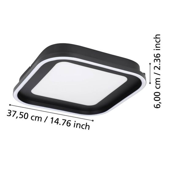 Eglo 900602 CALAGRANO LED Deckenleuchte 11W, 10W 375x375mm Schwarz Weiss Fernbedienung steuerbare Lichtfarbe dimmbar