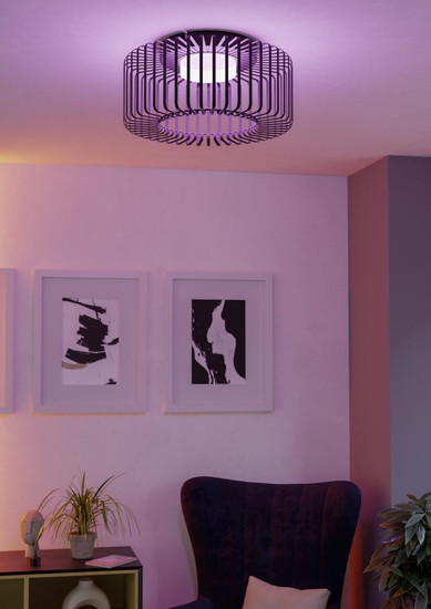 Eglo LED Deckenleuchte Ginestrone-Z Smart dimmbar 22W RGB CCT warm-/tageslichtweiss 2700-6500K Zigbee Schwarz Stahl Ø45cm 900722
