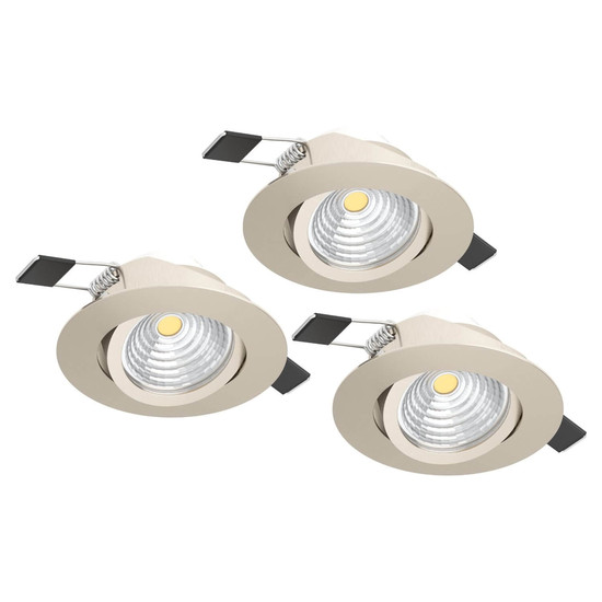 Eglo LED Einbauspot Saliceto 3-flammig dimmbar 3x 4,8W warmweiss 2700K Nickel-matt Aluminium Ø9cm 900746