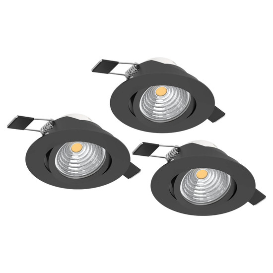 Eglo LED Einbauspot Saliceto 3-flammig dimmbar 3x 4,8W warmweiss 2700K Schwarz Aluminium Ø9cm 900747
