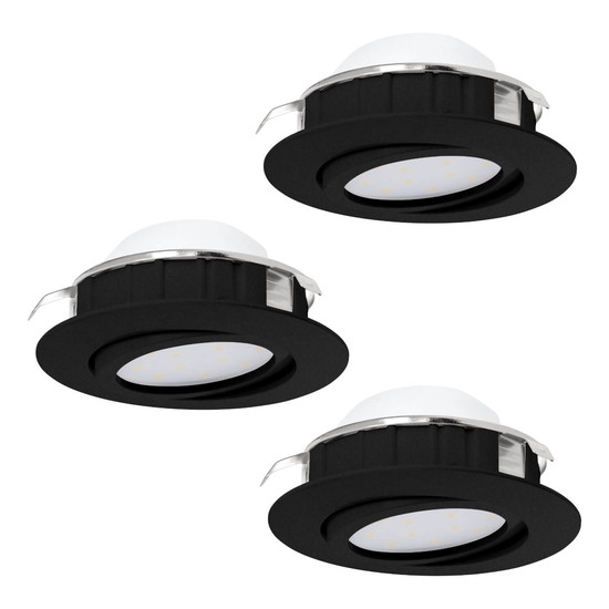 Eglo LED Einbauspot Pineda 3-flammig dimmbar 3x 5,5W warmweiss 3000K Schwarz Ø8cm 900749