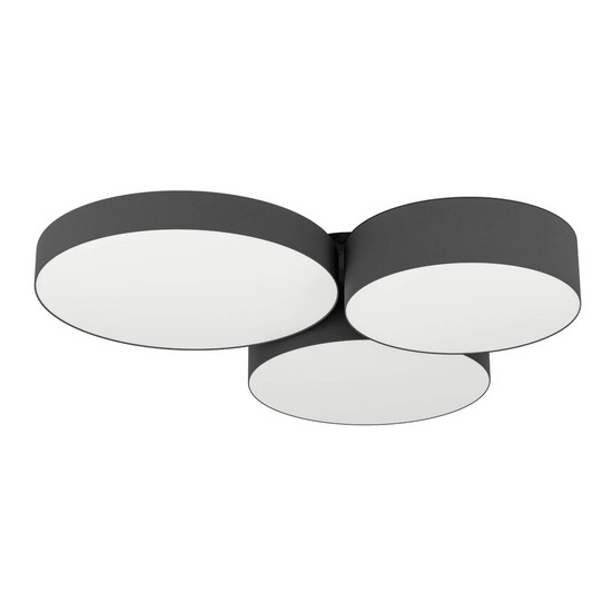 Eglo LED Deckenleuchte Barbano-Z Smart 3-flammig dimmbar 3x 7,5W RGB CCT warm-/tageslichtweiss 2700-6500K Zigbee Schwarz Weiss Stahl Textil 60,5x56,5cm 900853