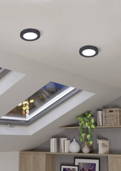 Eglo LED Einbauspot Fueva Flex 5,5W warmweiss 3000K Schwarz Aluminium Ø12cm 900931