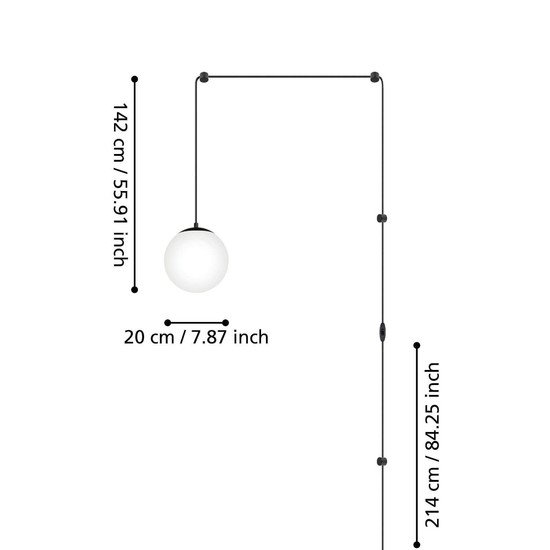 Eglo Pendelleuchte Rondo 3 E27 Schwarz Stahl Glas opal-matt 20cm 900977