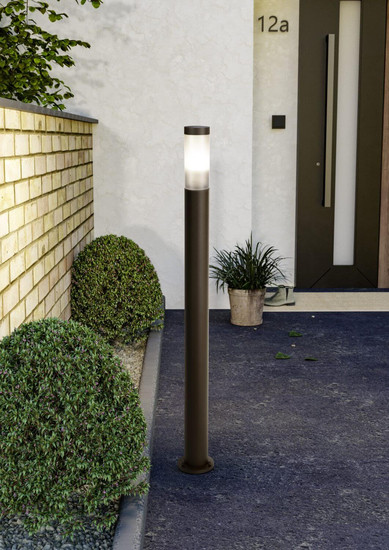 Eglo Außen-Stehleuchte Helsinki E27 Bewegungsmelder IP44 Rostbraun Schwarz-transparent Edelstahl mit Sensor 110cm 900987