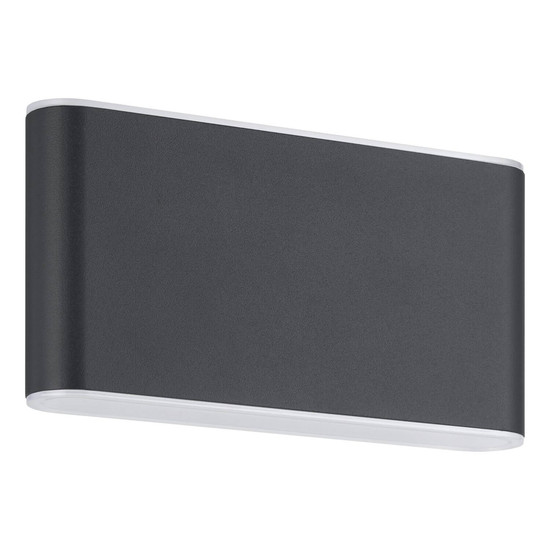 Eglo LED Außen-Wandleuchte Grutti 2-flammig 2x 5,8W CCT warm-/neutral-/tageslichtweiss 3000/4000/6500K IP65 Anthrazit Transparent Aluminium 17,5x9cm 901026