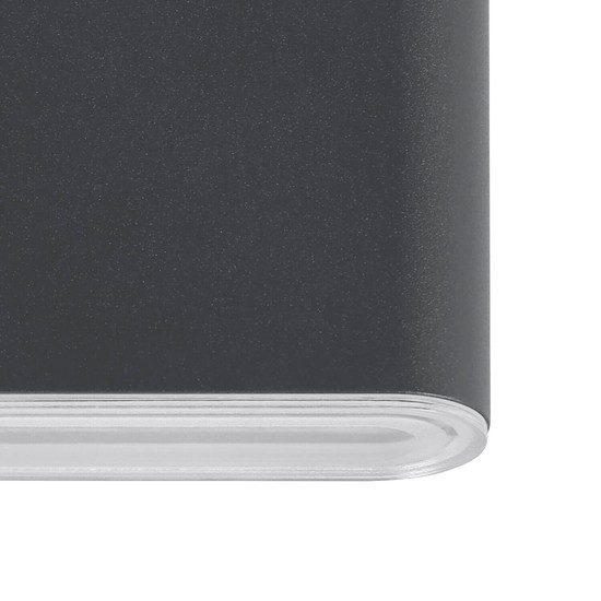 Eglo LED Außen-Wandleuchte Grutti 2-flammig 2x 5,8W CCT warm-/neutral-/tageslichtweiss 3000/4000/6500K IP65 Anthrazit Transparent Aluminium 17,5x9cm 901026