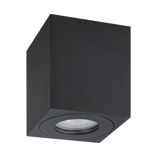 Eglo Außen-Deckenleuchte Torrecola GU10 IP44 Schwarz Klar Aluminium Glas 9,5x8cm 901029