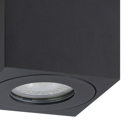 Eglo Außen-Deckenleuchte Torrecola GU10 IP44 Schwarz Klar Aluminium Glas 9,5x8cm 901029
