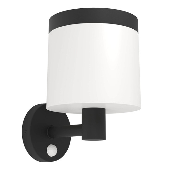 Eglo LED Solar-Wandleuchte Pantete 7,5W warmweiss 3000K Bewegungsmelder IP44 Schwarz mit Sensor Ø17,5cm 901076