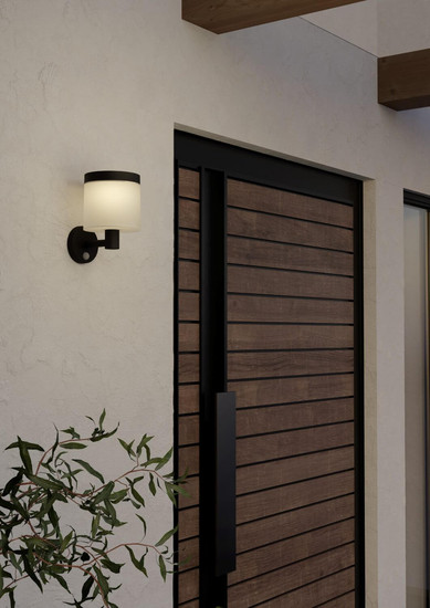 Eglo LED Solar-Wandleuchte Pantete 7,5W warmweiss 3000K Bewegungsmelder IP44 Schwarz mit Sensor Ø17,5cm 901076