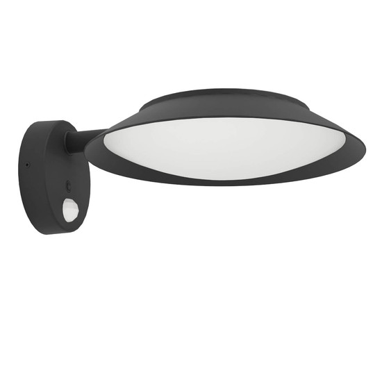 Eglo LED Solar-Wandleuchte Cerrisi 7W warmweiss 3000K Bewegungsmelder IP44 Schwarz mit Sensor 25x10,5cm 901079