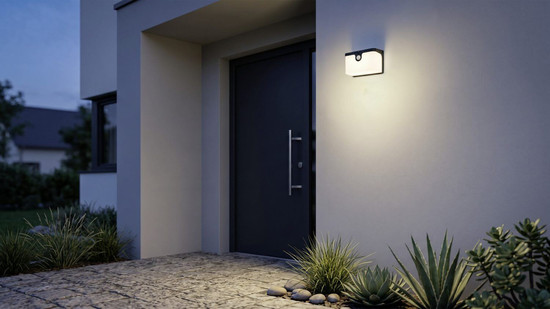 Eglo LED Solar-Wandleuchte Croara 7,3W warmweiss 3000K Bewegungsmelder IP44 Anthrazit mit Sensor 15x11cm 901081