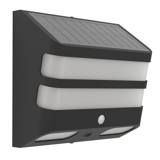 Eglo LED Solar-Wandleuchte Stiappa 6,5W neutralweiss 4000K Bewegungsmelder IP44 Schwarz mit Sensor 20x12cm 901084