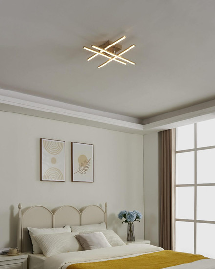 Eglo LED Deckenleuchte Lasana 4 20,5W warmweiss 3000K Hellbraun Stahl Aluminium 51x51cm 901104