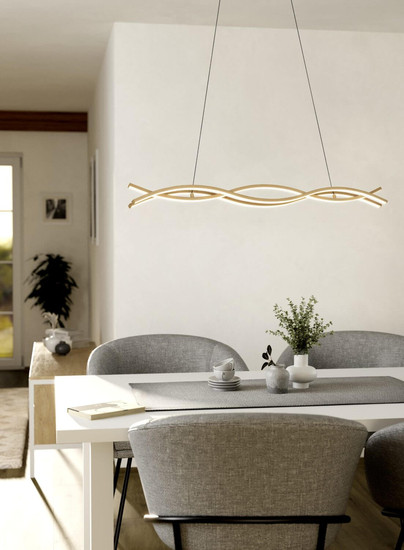 Eglo LED Pendelleuchte Lasana 4 35W warmweiss 3000K Hellbraun Stahl Aluminium 90x6cm 901106