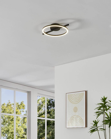 Eglo LED Deckenleuchte Amandolo dimmbar 17W RGB CCT warm-/tageslichtweiss 2700-6500K Schwarz Aluminium Stahl 40x30cm 901113