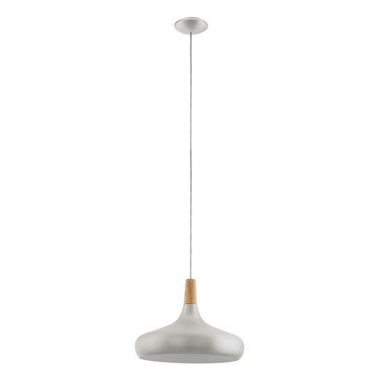 Eglo Pendelleuchte Sabinar E27 Silber gebürstet Braun Stahl Holz Ø40cm 901182